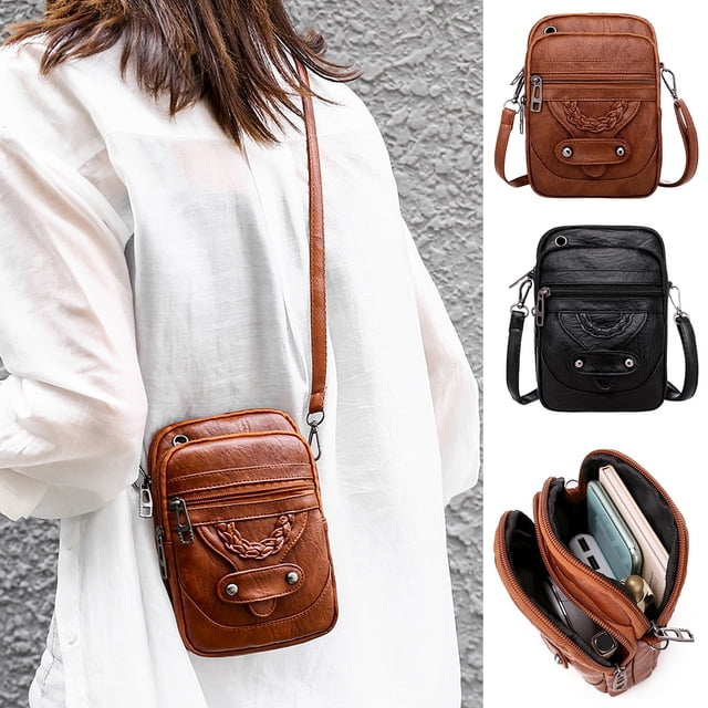 Vaidha Retro Shoulder Bag Mini Small Bag Multi-compartment Large Screen Cell Phone Bag Women' Cell Phone Bag Coin Purse