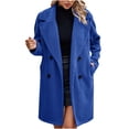 thumbnail image 1 of AherBiu Veste en Tweed Femme Tendance Chic Décontractée à Revers Boutonnée Longues Vestes à Double Boutonnage Manteau Longueur Genou, 1 of 5