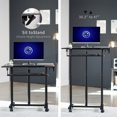 thumbnail image 4 of VIVO Table Mobile Réglable en Hauteur, Chariot de Bureau Debout avec Plateau Coulissant pour Clavier, Poste de Travail Informatique, Chariot de Présentation Roulant, Noir, CART-V06A, 4 of 8