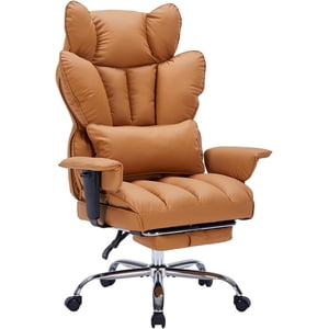 400 lbs Grande et grande chaise de bureau avec pied de pied exécutif PU chaise de bureau en cuir Ergonomic Lombar Support Brown