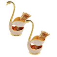 thumbnail image 1 of Oleegame 2PC Stainless Steel Cutlery Set Swan Base Creative Tableware European Fruit Fork Dessert Small Spoon Cute Coffee Spoon Combination, 1 of 7