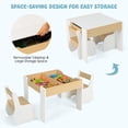 thumbnail image 3 of OLAKIDS 3 in 1 Kids Table and Chair Set, Wood Multi Activity Table with Removable Tabletop, Detachable Blackboard for Toddler Playing Drawing Arts Crafts,3 PCS Children Furniture with Storage (White), 3 of 10