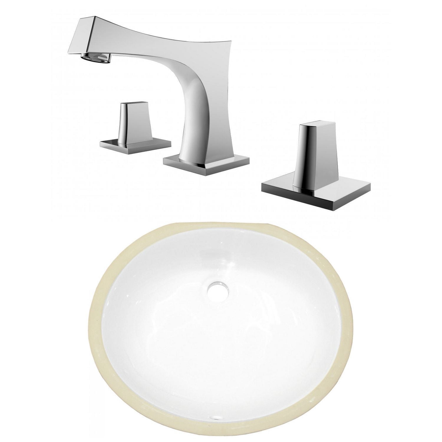 18.25-in. W CSA Oval Bathroom Undermount Sink Set In White - Chrome Hardware AI-23026