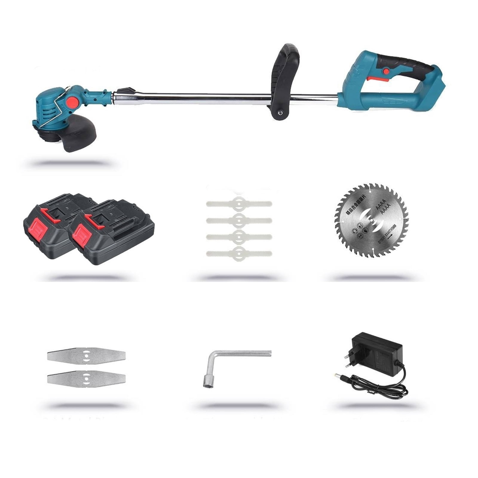 21V Electric Lawn Mower Cordless Grass Trimmer X2 Batteries Adjustable Handheld Garden Tools ,Easy to Use