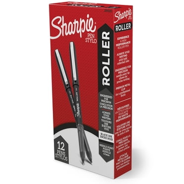 Stylo à bille roulante Sharpie, stylo de précision à pointe d’aiguille (0,5 mm), encre noire, 12 unités
