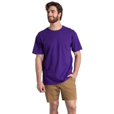 Fruit of the Loom T-Shirts en Coton Eversoft pour Hommes (Réguliers et Grands et Forts), Col Ras du Cou-Lot de 2-Violet, Petit