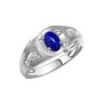 thumbnail image 3 of RYLOS Men's Rings Sterling Silver Rings Classic Designer Style 8X6MM Oval Gemstone & Diamond Ring Lapis Setpember Birthstone Rings For Men Size 10, 3 of 7