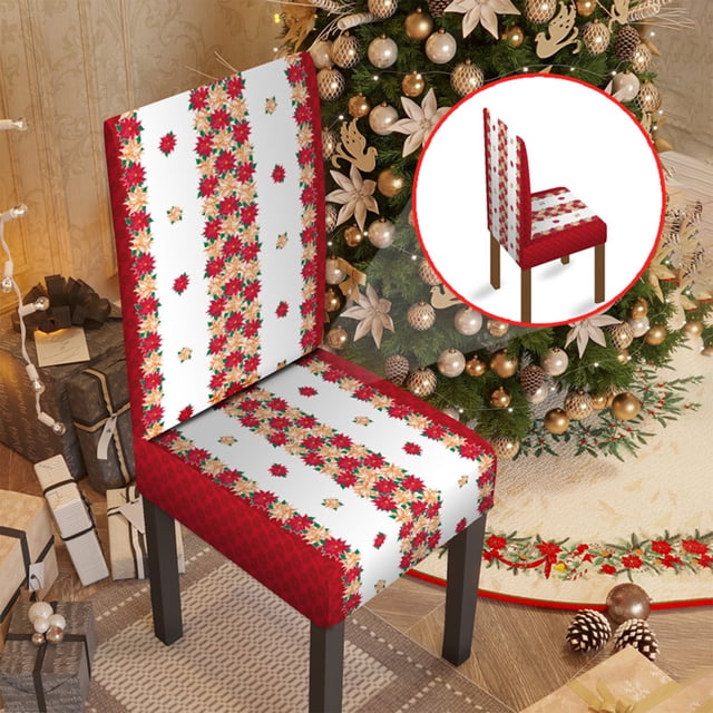 HOZADOIE Decorative Chairs Covers Christmas Dining Room Chair Covers Stretch Chair Slipcovers Protector Washable Kitchen Chair Cover for Dining Room Christmas Decor Holiday Party Chair Cover Red