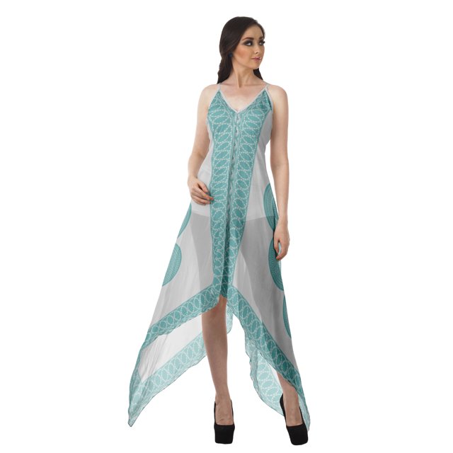 Moomaya Robes d'Été à Dos Nu pour Femmes Robe Imprimée à Ourlet en Foulard pour Femmes
