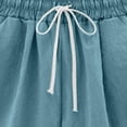 thumbnail image 4 of Timegard Shorts for Women Plus Size Cotton Linen Elastic Waist Drawstring Ruched Casual Loose Shorts, 4 of 5