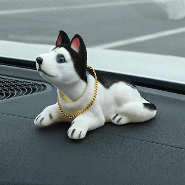 Cute Bobble Head Dogs Figurine Model Simulation Shaking Head Dog Nodding Dog for Husky