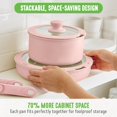 thumbnail image 2 of GreenLife 10 Piece Nonstick Pots & Pans Set Detachable Handle & Stackable Cookware Set Non Toxic PFAS-Free Skillets Induction Kitchen Pans Space Saving Serving Bowls Oven Safe Light Pink, 2 of 5
