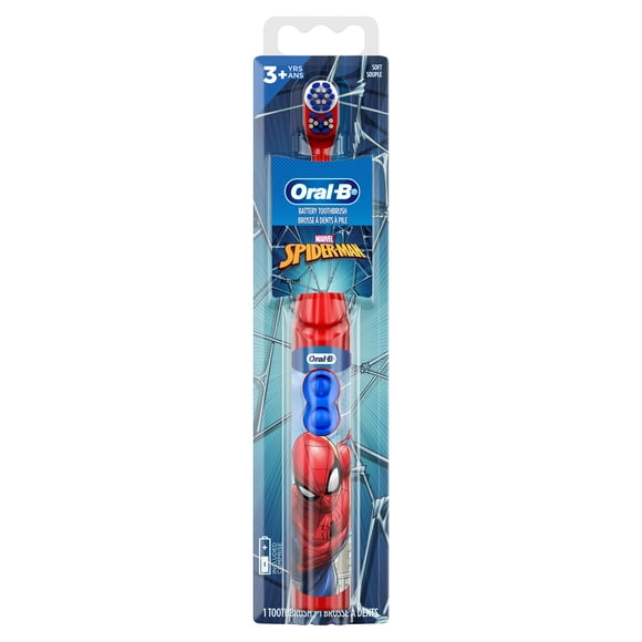 Oral-B Kid's Battery Toothbrush featuring Marvel's Spiderman, Soft Bristles, for Kids 3+
