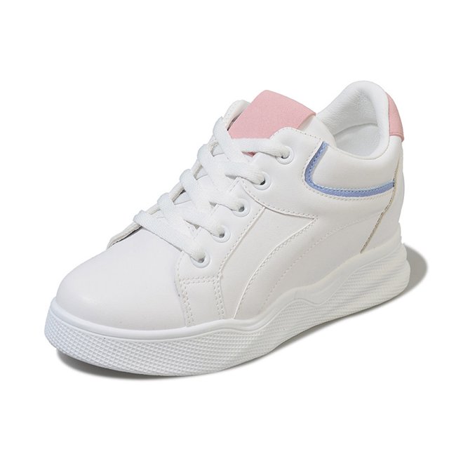 Femmes Chaussures de Sport PU Léger Intérieur Augmenté de Marche Lacets Chaussures Décontractées Chaussure