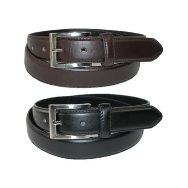 CTM®  Leather Dress Belt with Silver Buckle (Pack of 2) (Men's Big & Tall)