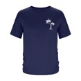 thumbnail image 4 of Pisexur T Shirts for Man , Hommes Mode Décontractée Imprimé Col Rond T-Shirt Pull Manches Courtes Blouse Bleu Foncé, S Chemises de Golf Hommes & Chemises Hommes, 4 of 6