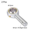 thumbnail image 3 of Unique Bargains Lot de 2 Roulements d'Extrémité de Tige Sphérique POS12, Alésage de 12 mm, Roulement d'Articulation Auto-Lubrifié, Filetage Mâle Main Droite M12x1.75, 3 of 6