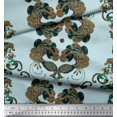 thumbnail image 3 of Soimoi Rayon Fabric Quatrefoil & Peacock Bird Print Fabric by Yard 42 Inch Wide, 3 of 3