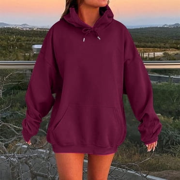 Women's Solid Color Drop Shoulder Hoodie With Pockets Comfortable And Stylish Sweatshirt Top Sweatshirt for Women Behemoth Zip Hoodie Womens Sweater Zip Long Sweatshirt Hoodies for Women Casual
