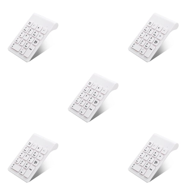 braveheart USB Wireless 18 Keys Keyboard Professional Number Keyboards Battery Powered for Laptop Accounting Computer Desktop White 5Set