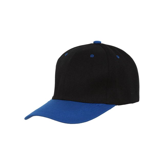 Casquette de Baseball Bicolore Ajustable, Noir Royal