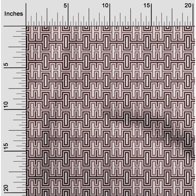 oneOone Silk Tabby Fabric Greek Key Geometric Print Fabric BTY 42 Inches