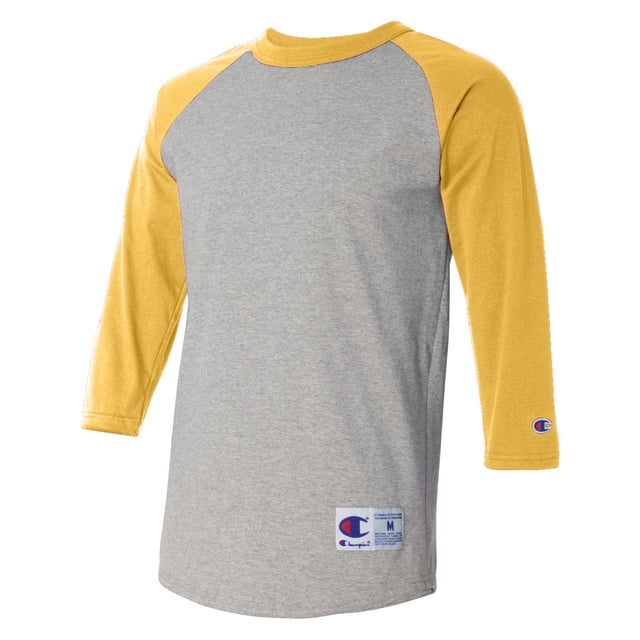 Champion T-Shirt de Baseball Raglan pour Homme, TG, Gris Oxford/c Or