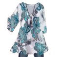 thumbnail image 1 of MAWCLOS Women Blouse V Neck Tops Ruched Tunic Shirt Elegant Beach Floral Print Pullover #2 L, 1 of 2