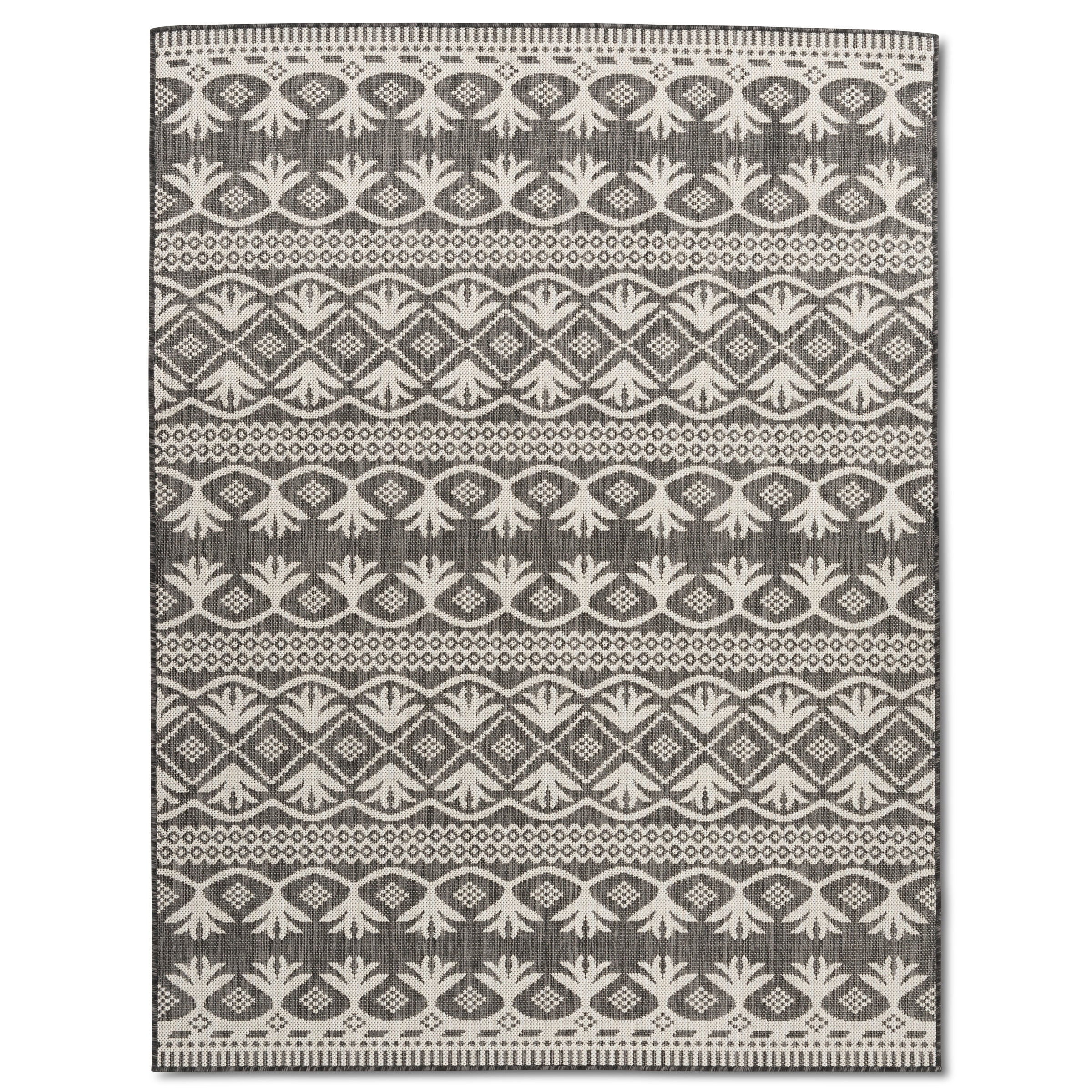 Erbanica Quick Dry Pebble White Tribal Outdoor Rug, 5' x 7', Weather-Resistant