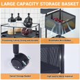 thumbnail image 4 of 5 Tier Rolling Storage Cart, Metal Mesh Rolling Cart Organizer with Top Lid, 4 of 6