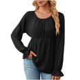thumbnail image 1 of HKEJIAOI Polyester Femmes Long Sleeve Tops Solide Cou d'Équipage Sortir Tops pour Women, 1 of 7