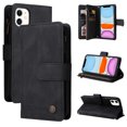 thumbnail image 1 of Case for iPhone 12 Cover Zipper Pocket Wallet Case Magnetic Protective - Black, 1 of 5