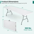 thumbnail image 2 of Costway Table Pliante Portable de 8 Pi avec Plateau en HDPE, Mécanisme de Verrouillage Sécuritaire, Poignée de Transport, Blanc, 2 of 10