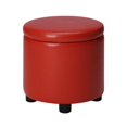 thumbnail image 2 of Designs4Comfort Round Accent Storage Ottoman in Red Faux Leather Fabric, 2 of 10