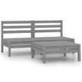 thumbnail image 1 of vidaXL 3 Piece Garden Lounge Set Solid Pinewood Grey, 1 of 5