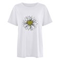 thumbnail image 4 of Hauts d'Été pour les Femmes 2023 Femmes Peu Marguerite Impression Col Rond Manches Courtes T-shirt Top Chemisier Pull, 4 of 5