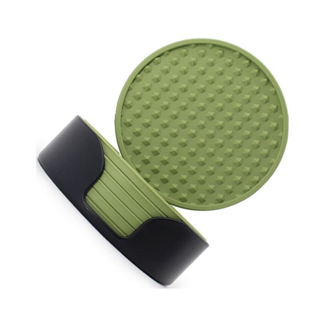 tredstone Portable Silicone Drink Coasters With Holder Convenient And Durable Accessory Convenient Green