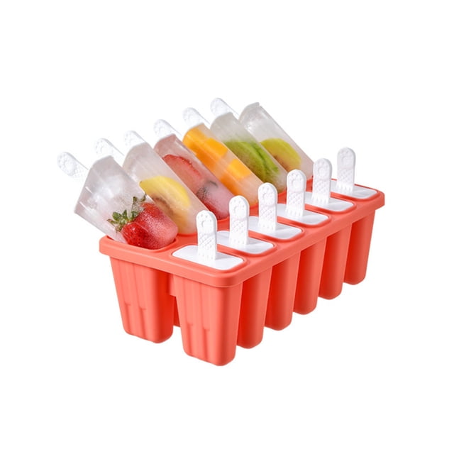 ZZkhGO Silicone Ice Tray, 12-Cavity Popsicle Maker, Homemade DIY Ice Cream Mold Reusable Sticks