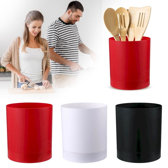 Kitchen Cooking Utensil Holder 360° Rotating Large Utensil Crock For Countertop For Farmhouse Kitchen Decor With Rotatable And Detachable Base