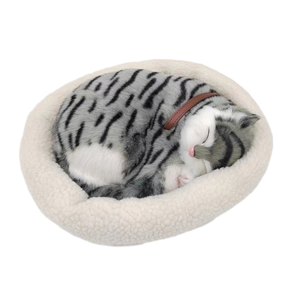 Realistic Breathing Cat Plush Toy Soft Stuffed Electronic Pet Home Decor Gift