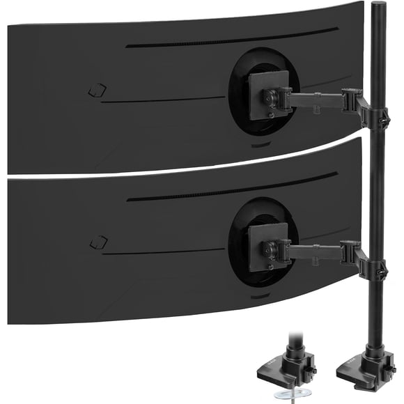 Dual Vertically Stacked Monitor Desk Mount Extra Tall Adjustable Stand for Ultrawides up to es lbs Capacity STANDVT