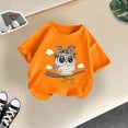 thumbnail image 4 of Chemises Filles Imprimé Mignon Col Rond Manches Courtes Tee Été Mode Ample Vêtements Bébé Filles Orange 2-4 Ans, 4 of 4