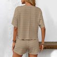 thumbnail image 3 of Striped 2 Piece Sweater Set for Womens Summer Short Sleeve Tops Loose Matching Shorts Lounge Sets Tracksuit, 3 of 5