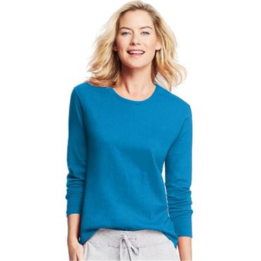 Hanes T-Shirt à Manches Longues Col Rond pour Femmes , Deep Dive - 2TG