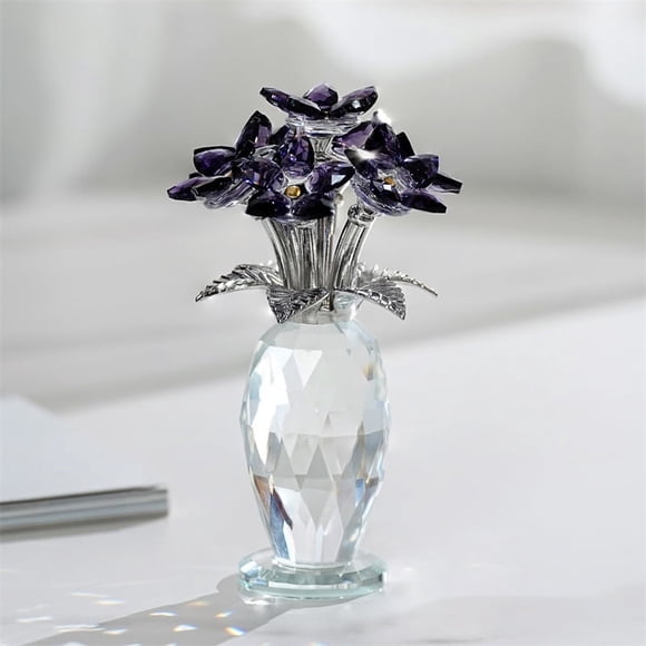 Bamboohart Crystal Flower Figurine Glass Flowers Gifts for Women Crystal Flower Collectible for Christmas Wedding Decor