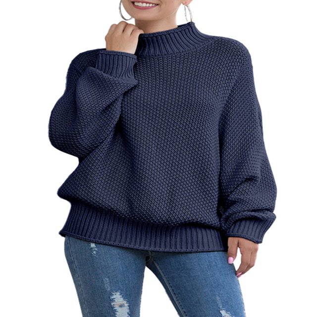 MesaSe Automne Hiver Femmes Col Roulé Pull à Manches Longues en Vrac Gros Pull en Tricot
