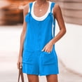 thumbnail image 2 of TopLLC Women's Summer Casual Rompers Sleeveless Loose Spaghetti Strap Short Jumpsuits Overalls Solid Button Bodysuit Playsuit With Pockets, 2 of 7