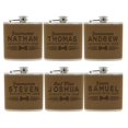thumbnail image 1 of Personalized Groomsmen, Best Man, Groom Flask Sets - Uniform MPM Style Brown (6), 1 of 4