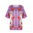 thumbnail image 2 of Women‘s Flower Print O-Neck Short Sleeve Blouse T-shirt, 2 of 6