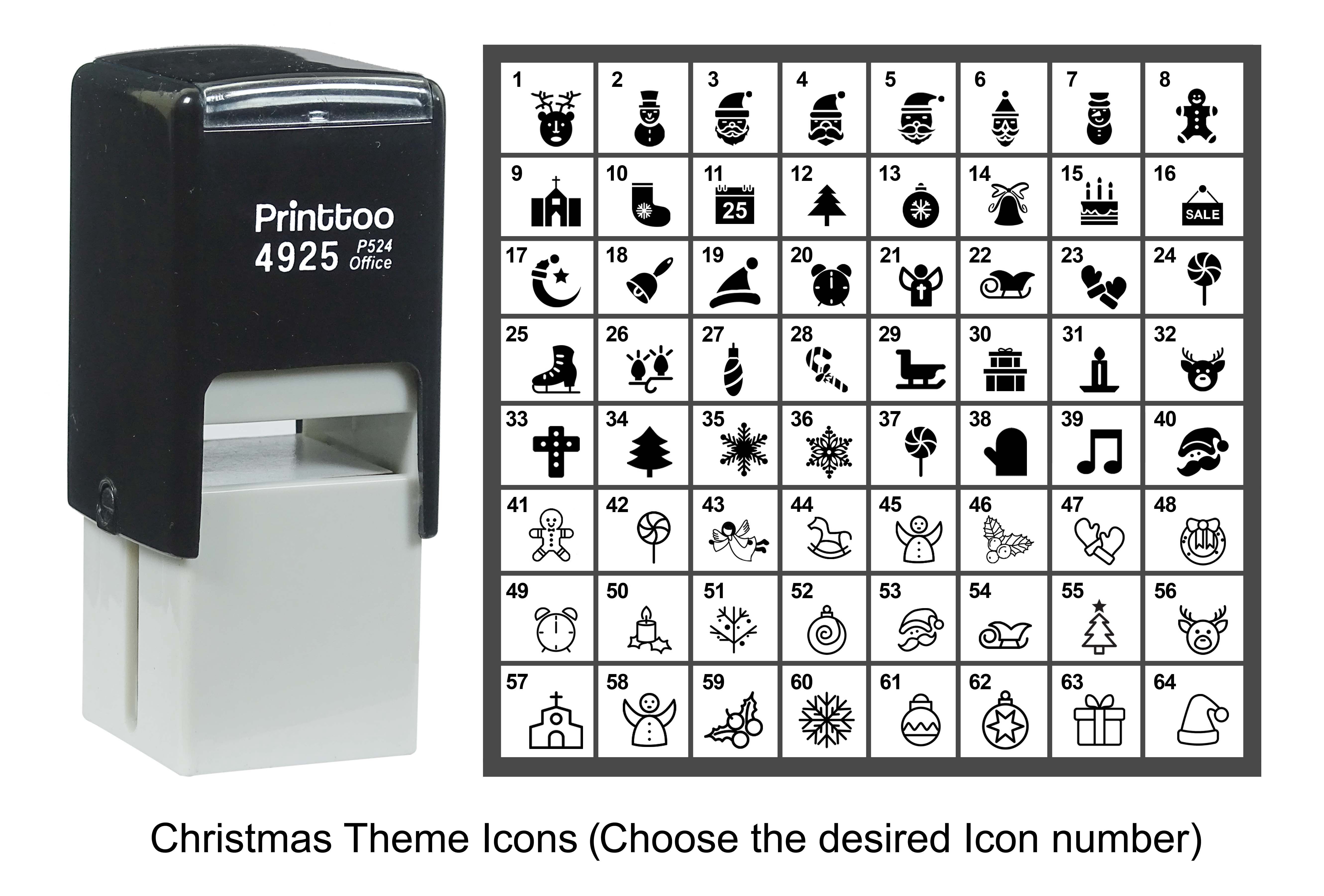 Printtoo Personalized Christmas Theme Icons Rubber Stamp Self Inking Stamper 24 mm-Black